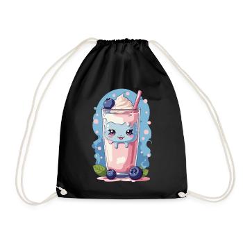 Myrtilles Kawaii Anime Milkshake Fun - Sac de sport léger - noir - Devant