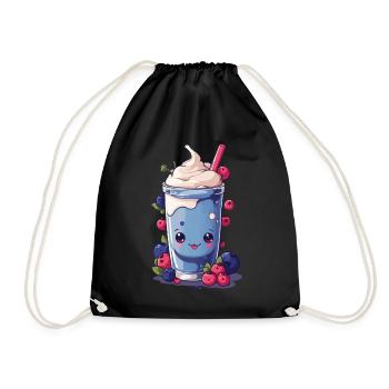 Beeren Milchshake Spaß Kawaii Anime Design - Turnbeutel - Schwarz - Vorne