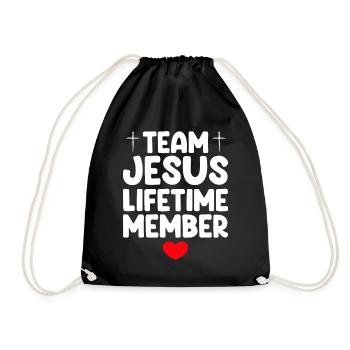 Team Jesus Lifetime Member - Drawstring Bag - black - Front