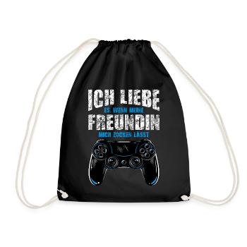 I love it when my girlfriend plays me - Drawstring Bag - black - Front