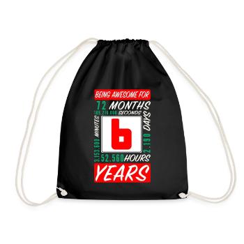 Children 6 Years Birthday Months Hours - Drawstring Bag - black - Front