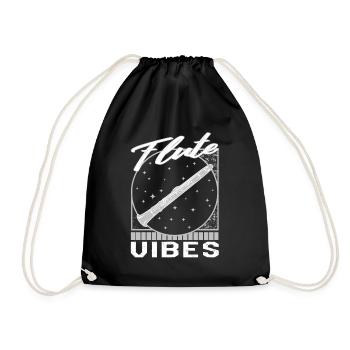 Flute Shirt, Flute Vibes Tee, Gift For Flutist - Drawstring Bag - black - Front
