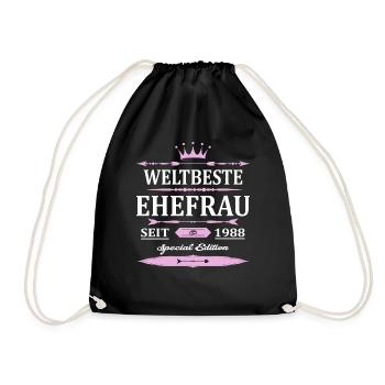 Weltbeste Ehefrau Seit 1988 Vintage Hochzeitstag - Turnbeutel - Schwarz - Vorne
