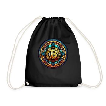 Crypto Bitcoin DeFi Stained Glass Crypto Trader - Turnbeutel - Schwarz - Vorne