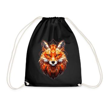 Retro Furry Fox Geometric Stained Glass Fursona - Turnbeutel - Schwarz - Vorne