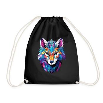 Geometric Fox Furry Stained Glass Fursuit Fursona - Turnbeutel - Schwarz - Vorne