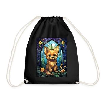 Whimsical Fox Stained Glass Furry Fandom Cosplay - Turnbeutel - Schwarz - Vorne