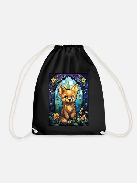 Whimsical Fox Stained Glass Furry Fandom Cosplay - Turnbeutel - Schwarz
