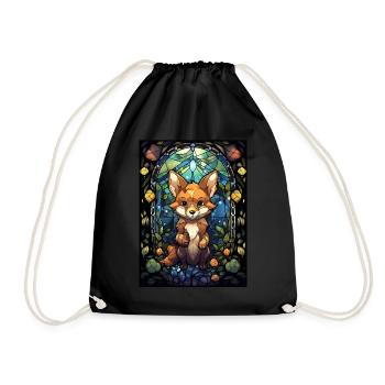 Cute Forest Fox Furry Fandom Stained Glass - Turnbeutel - Schwarz - Vorne