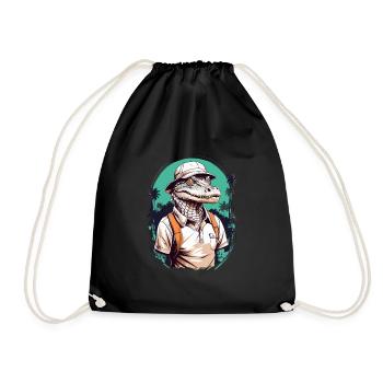 Golfer Krokodil Golfspieler Design Streetwear - Turnbeutel - Schwarz - Vorne