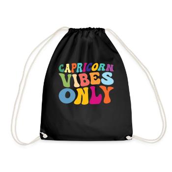 Capricorn Vibes Only Unique Colorful Style - Drawstring Bag - black - Front