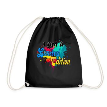 I AM A Limited Edition. unique, colorful, fun, special - Drawstring Bag - black - Front