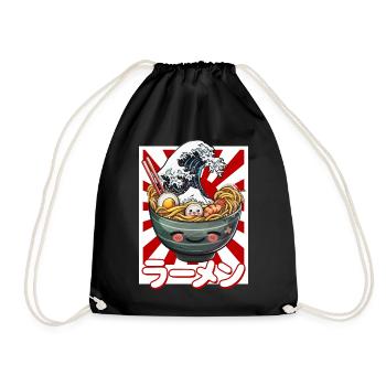 Kanagawa Wave Ramen Bowl Kawaii Japonais - Sac de sport léger - noir - Devant