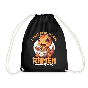 Dinosaure Aime Ramen Bowl Kawaii Anime - Sac de sport léger - noir - Devant