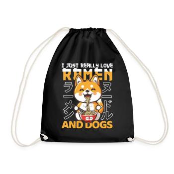 Chien Aime Ramen Bol Kawaii Anime - Sac de sport léger - noir - Devant