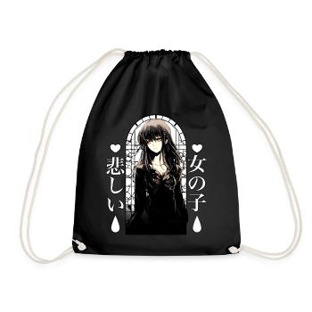 Sad Girl Anime Soft Grunge Japanese Heartbreak Alt - Turnbeutel - Schwarz - Vorne