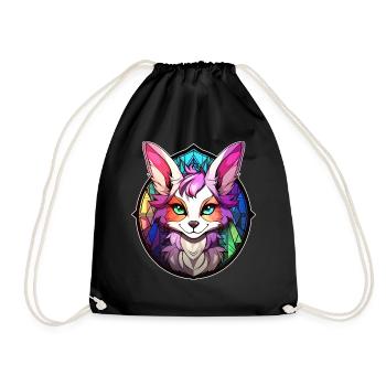 Colorful Anime Fox Furry Fandom Fursona Fursuit Pr - Turnbeutel - Schwarz - Vorne