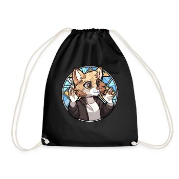 Low Poly Furry Cat Fursona Geometric Polygonal Ani - Turnbeutel - Schwarz - Vorne