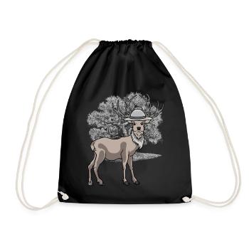 Forest Animal, Deer, Forest Animals, Red Deer, Forest Dwellers - Drawstring Bag - black - Front