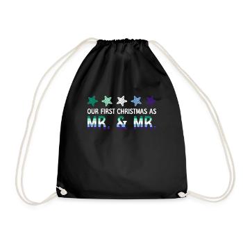 Our First Christmas as Mr. & Mr. Gay Marriage - Drawstring Bag - black - Front