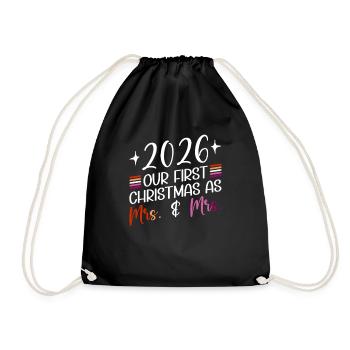 2026 Our first Christmas as Mrs. & Mrs. Homo - Drawstring Bag - black - Front