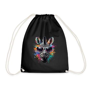 Zebra Sonnenbrille Afrika Humor Party lustig bunt - Turnbeutel - Schwarz - Vorne