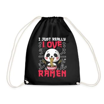 Panda Loves Ramen Bowl Kawaii Anime - Sac de sport léger - noir - Devant