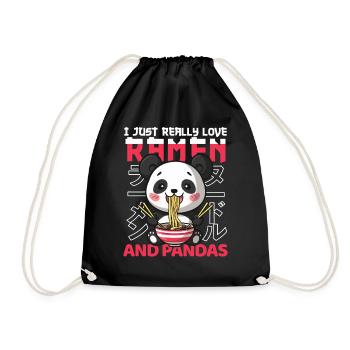 Panda Loves Ramen Bowl Kawaii Anime - Sac de sport léger - noir - Devant