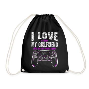 I love it when my girlfriend plays me - Drawstring Bag - black - Front