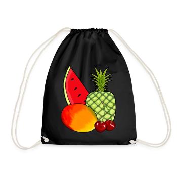 Mango Obs Früchte Ananas Vitamine Frucht Sommer - Turnbeutel - Schwarz - Vorne