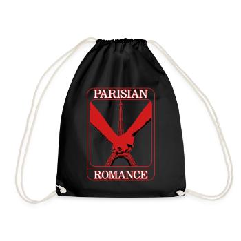Paris Shirt, Parisian Romance Tee, Gift For Paris - Drawstring Bag - black - Front