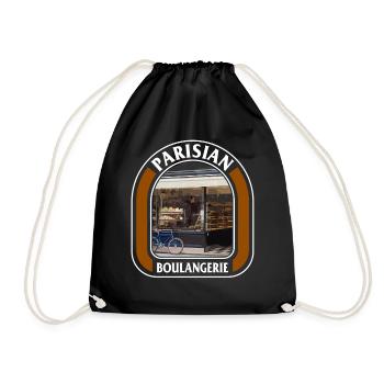 French Patisserie Shirt, Parisian Boulangerie Tee - Drawstring Bag - black - Front