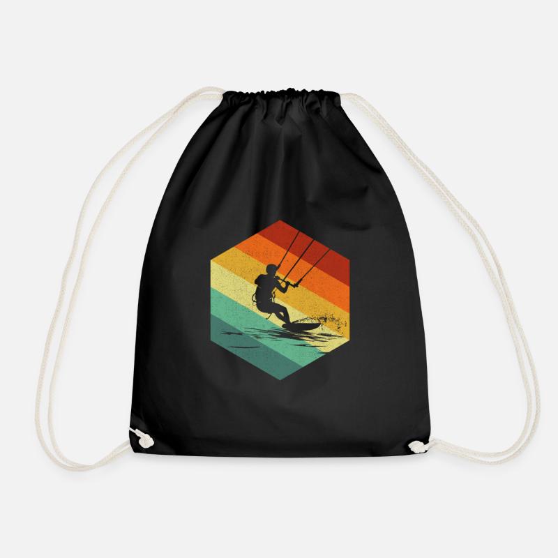 Kitesurfing kiteboarding lover - Drawstring Bag - black