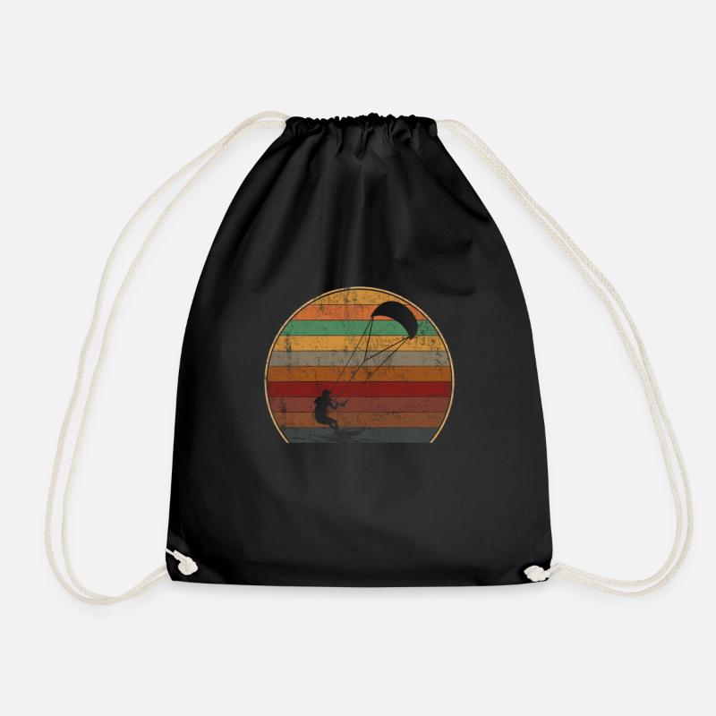 Kitesurfing kiteboarding lover - Drawstring Bag - black