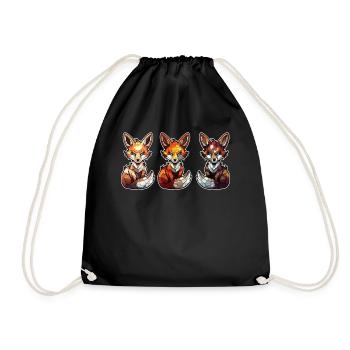 Polygonal Foxes Low Poly Furry Fox Fursona Geometr - Turnbeutel - Schwarz - Vorne