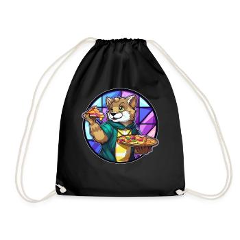 Dog Bear Fursona Pizza Lover Furry Fandom Animal L - Turnbeutel - Schwarz - Vorne