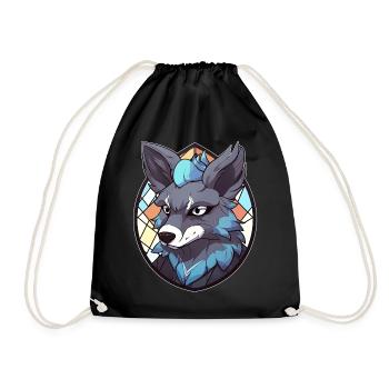 Furry Wolf Fursona Anthromorphic Fursuit Fandom Pr - Turnbeutel - Schwarz - Vorne