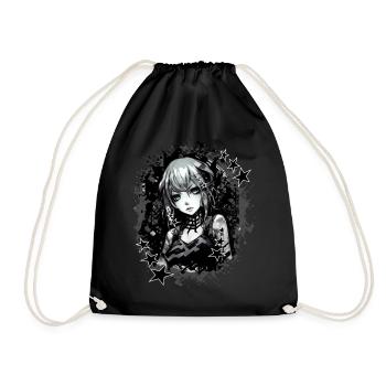 Y2K Soft Grunge Anime Girl Edgy Alt Fashion eGirl - Turnbeutel - Schwarz - Vorne