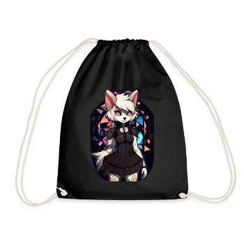 Gothic Furry Fox Fursona Waifu Cute Anime Girl Ota - Turnbeutel - Schwarz - Vorne