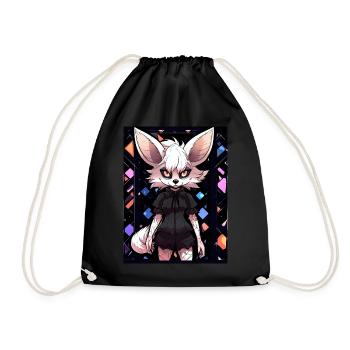 Gothic Fox Fursona Soft Grunge Aesthetic Furry Fan - Turnbeutel - Schwarz - Vorne