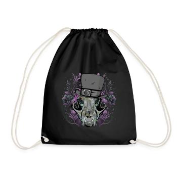 Vintage Retro Skull Animal Fantasy Skull Dark - Drawstring Bag - black - Front