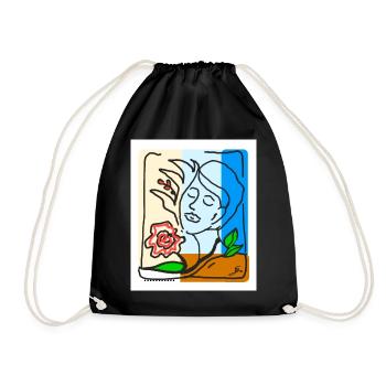 EG Frau I Blumen I GeschenkI Muttertag I Frauentag - Turnbeutel - Schwarz - Vorne
