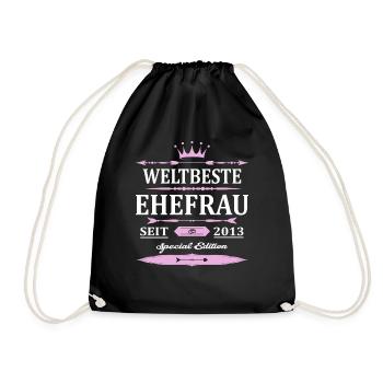 Weltbeste Ehefrau Seit 2013 Vintage Hochzeitstag - Turnbeutel - Schwarz - Vorne
