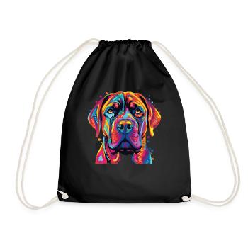 Watercolors Colorful Boerboel - Drawstring Bag - black - Front
