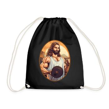 Jesus Kuscheln Kurzhantel T-Shirt, christlich - Turnbeutel - Schwarz - Vorne