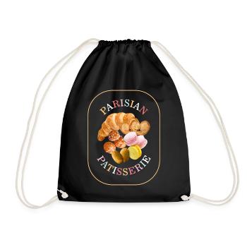 French Patisserie Shirt, Parisian Patisserie Tee, - Drawstring Bag - black - Front