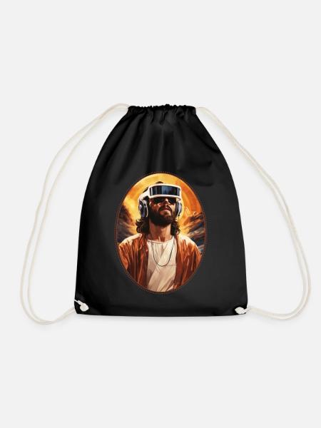 Jesus Kuscheln VR-Headset T-Shirt, christlich - Turnbeutel - Schwarz