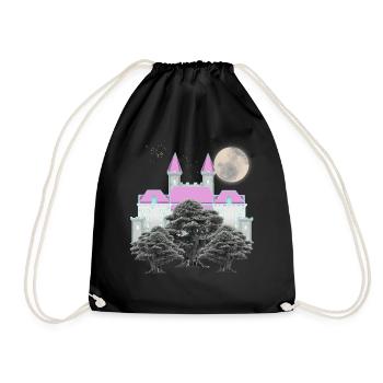 Rétro Vintage château de conte de fées lune forêt château - Sac de sport léger - noir - Devant