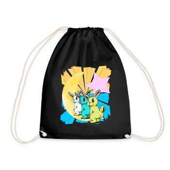 Bunny Rabbit Moon Fantasy Kids Bunnies - Drawstring Bag - black - Front