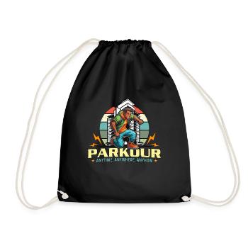 Parkour Anytime Anywhere Freerunning Parkour Lover - Drawstring Bag - black - Front